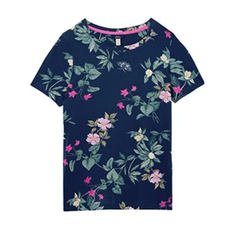 Joules Carley Print Classic Crew T-Shirt - Navy Floral 
